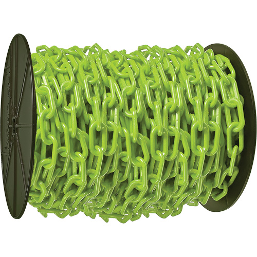 Chaîne de s&eacute;curit&eacute; en plastique robuste, Vert, Maillon de 2", 100' de long CSL Industriel Inc.