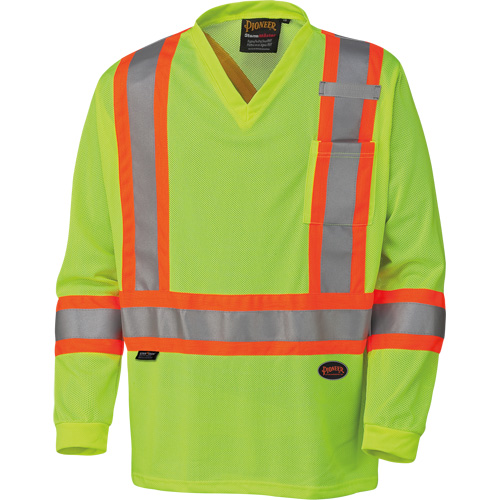 6985 Traffic Micro Mesh Long-Sleeved Safety Shirt, Small, High Visibility Lime-Yellow CSL Industriel Inc.