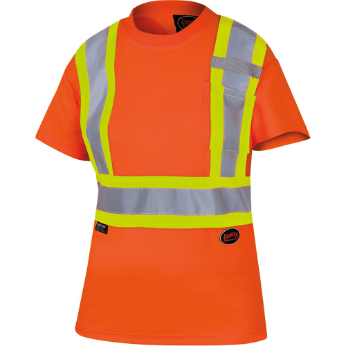 6948 T-shirt de s&eacute;curit&eacute; en il-de-perdrix pour femme, Polyester, T-petit, Orange haute visibilit&eacute; CSL Industriel Inc.