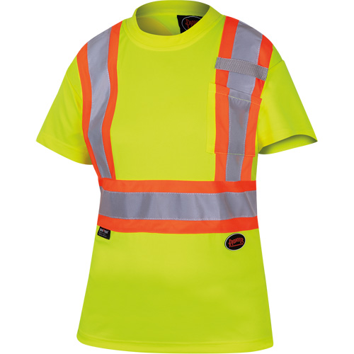 6949 T-shirt de s&eacute;curit&eacute; en il-de-perdrix pour femme, Polyester, T-petit, Jaune lime haute visibilit&eacute; CSL Industriel Inc.