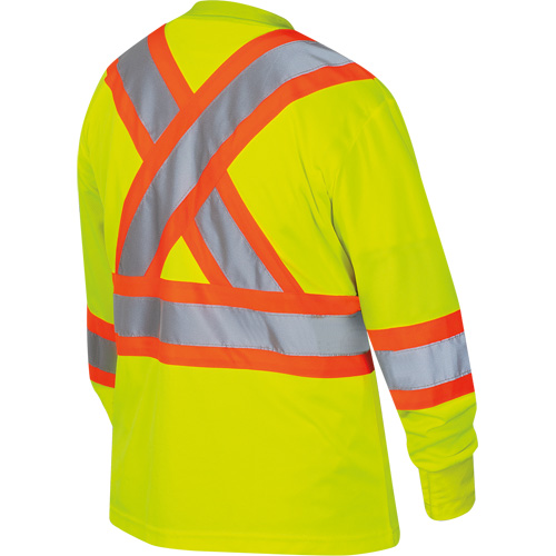 6969 Women's Bird's-Eye Long-Sleeved Safety Shirt, Polyester, X-Small, High Visibility Lime-Yellow CSL Industriel Inc.