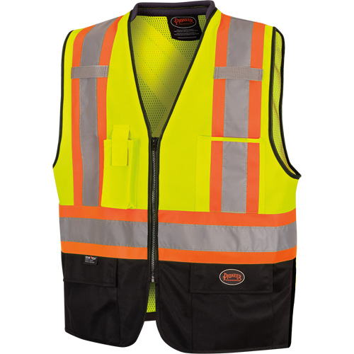 6895 High-Visibility Zip Front Bi-Colour Safety Vest, Black/High Visibility Lime-Yellow, 2X-Large/3X-Large, Polyester CSL Industriel Inc.