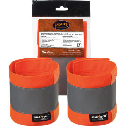 140A Brassard r&eacute;fl&eacute;chissant ajustable orange haute visibilit&eacute; de 14" X 4" CSL Industriel Inc.