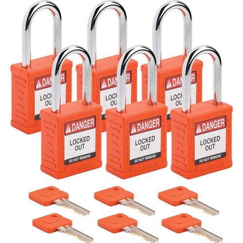 Velocity Lockout Padlocks, Orange, Keyed Different, Nylon, 1-1/2" Width CSL Industriel Inc.