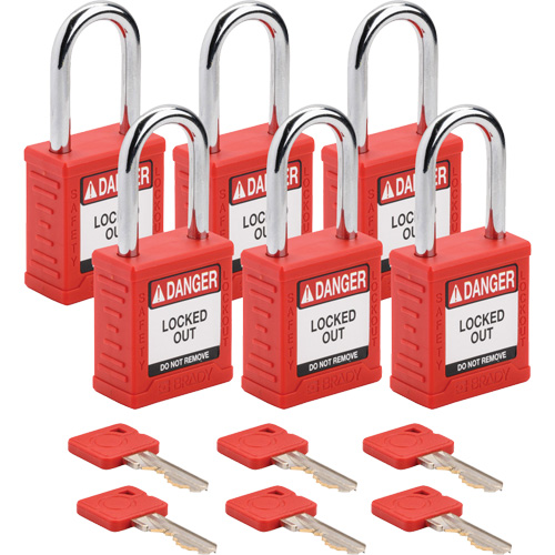 Velocity Lockout Padlocks, Red, Keyed Alike, Nylon, 1-1/2" Width CSL Industriel Inc.