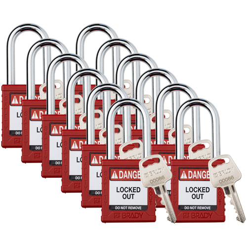 Velocity Lockout Padlocks, Red, Keyed Different, Nylon, 1-1/2" Width CSL Industriel Inc.