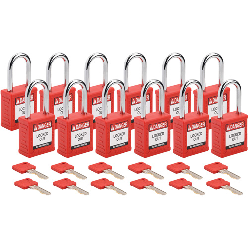 Cadenas de verrouillage Velocity, Rouge, Cl&eacute;s identiques, Nylon, Largeur de 1-1/2" CSL Industriel Inc.