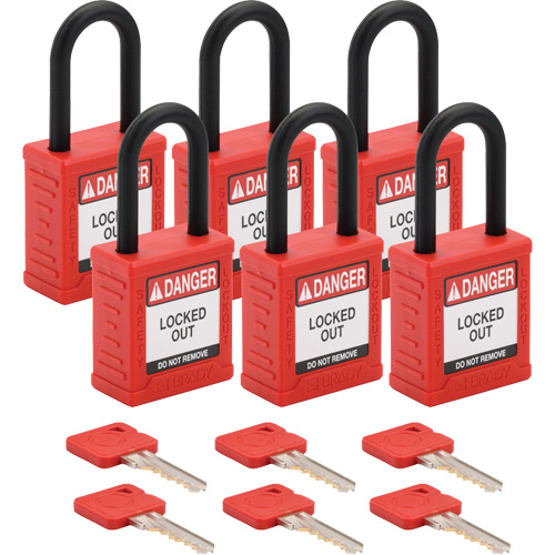 Velocity Lockout Padlocks, Red, Keyed Alike, Nylon, 1-1/2" Width CSL Industriel Inc.