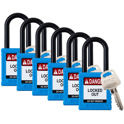 Cadenas de verrouillage Velocity, Bleu, Cl&eacute;s identiques, Nylon, Largeur de 1-1/2" CSL Industriel Inc.