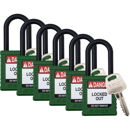 Cadenas de verrouillage Velocity, Vert, Cl&eacute;s identiques, Nylon, Largeur de 1-1/2" CSL Industriel Inc.