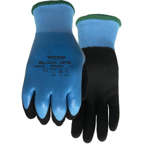 Gants hydrofuges Stealth Black Ops, Taille Petit, Calibre 15, Rev&ecirc;tement Latex de caoutchouc, Enveloppe en Fibre de verre/Polyester, ASTM ANSI niveau A4 CSL Industriel Inc.
