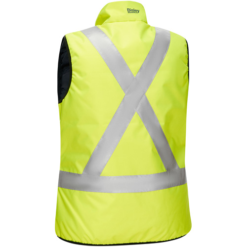 Veste bouffante, enveloppante et r&eacute;versible avec X au dos Bisley pour femmes, Jaune lime haute visibilit&eacute;, Petit, Polyester CSL Industriel Inc.