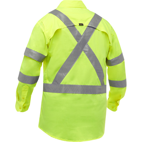 Bisley&reg; X-Back Long Sleeve Work Shirt with X-Airflow, Poly-Cotton, Small, High Visibility Lime-Yellow CSL Industriel Inc.