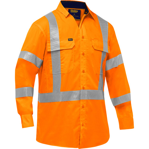 Bisley&reg; X-Back Long Sleeve Work Shirt with X-Airflow, Poly-Cotton, Small, High Visibility Orange CSL Industriel Inc.
