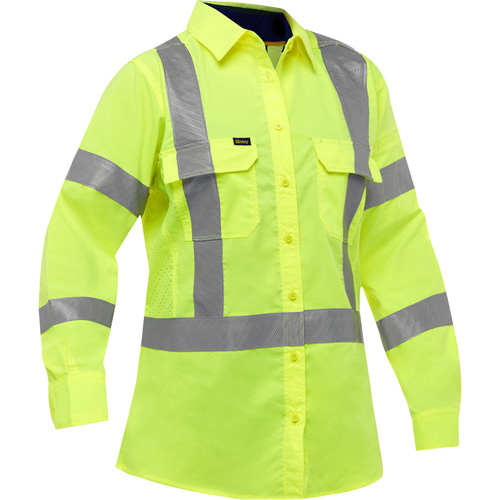 Bisley&reg; X-Back Women's Long Sleeve Work Shirt with X-Airflow, Poly-Cotton, Small, High Visibility Lime-Yellow CSL Industriel Inc.