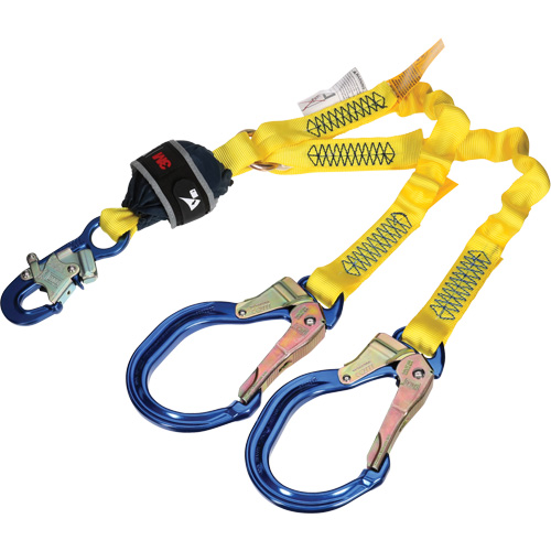Twin-Leg Stretch Web Shock-Absorbing Lanyard, 4', Rebar Hook Center, Snap Hook Leg Ends CSL Industriel Inc.