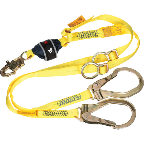 Twin-Leg Tie-Back Web Shock-Absorbing Lanyard, 6', Rebar Hook Center, Snap Hook Leg Ends, Polyester CSL Industriel Inc.