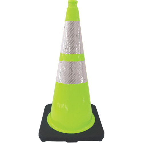 Premium Traffic Cone, 28", Lime Green, 4" & 6" Reflective Collar(s) CSL Industriel Inc.