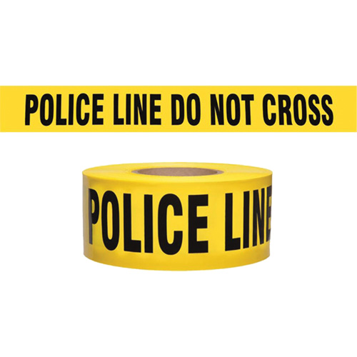 Ruban pour barricade de calibre entrepreneur "Police Line Do Not Cross", Anglais, 3" la x 1000' lo, 2 mils, Noir sur jaune CSL Industriel Inc.