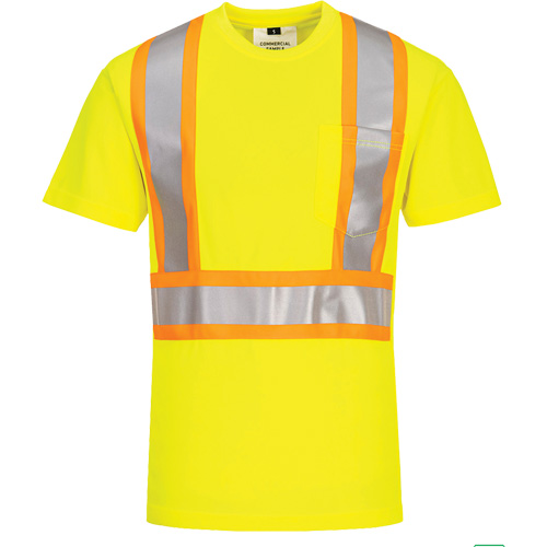 Contrast-Striped Safety T-Shirt, Polyester, Small, High Visibility Lime-Yellow CSL Industriel Inc.