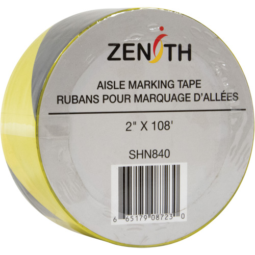 Ruban pour marquage d'all&eacute;es, 2" x 108', PVC, Noir et jaune CSL Industriel Inc.