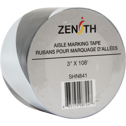 Aisle Marking Tape, 3" x 108', PVC, Black and White CSL Industriel Inc.