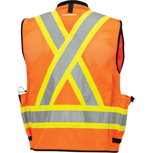 6680 Veste d'arpenteur antimicrobienne haute visibilit&eacute; avec dos en maille, Orange haute visibilit&eacute;, Petit, Polyester CSL Industriel Inc.