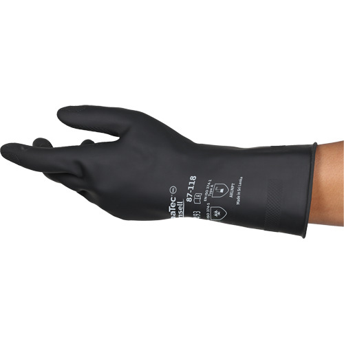 Gants r&eacute;sistants aux produits chimiques AlphaTec 87-118, Taille Petit/7, 12,6" lo, Latex de caoutchouc, Doublure en Coton, 31-mil CSL Industriel Inc.