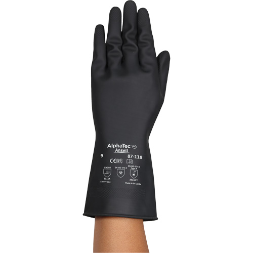 Gants r&eacute;sistants aux produits chimiques AlphaTec 87-118, Taille Petit/7, 12,6" lo, Latex de caoutchouc, Doublure en Coton, 31-mil CSL Industriel Inc.