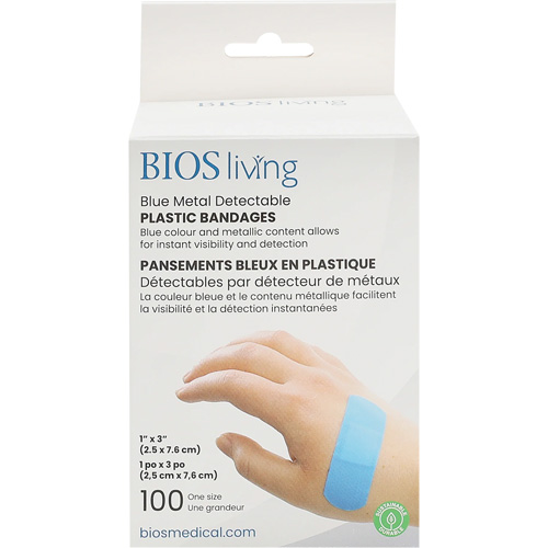 Bandages hydrofug&eacute;s bleu, Rectangulaire/carr&eacute;e, 3", Plastique d&eacute;tectable, St&eacute;rile CSL Industriel Inc.