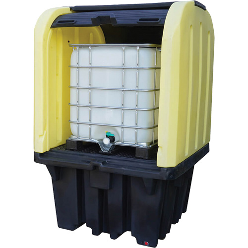 Yellow Roll Top Hardcover Spill Pallet with Drain, 65" L x 65" W x 101" H, 5000 lbs. Load Capacity CSL Industriel Inc.