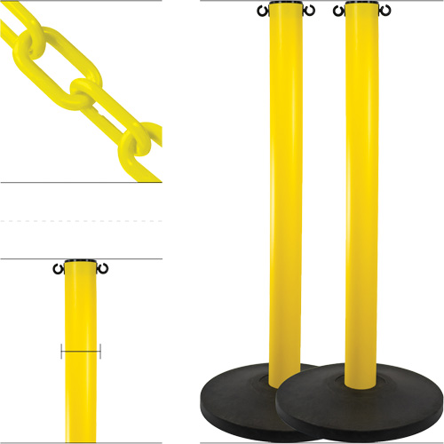 Industrial Stanchion Kit with Plastic Chain, 37" High, Yellow CSL Industriel Inc.