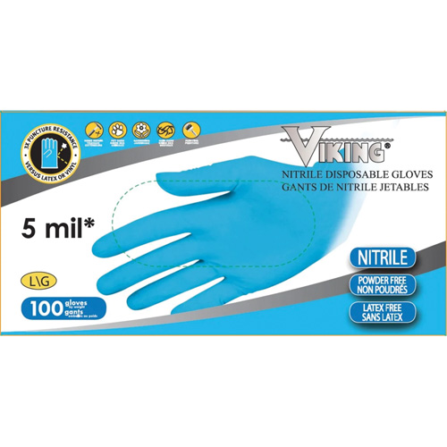 34600 Disposable Gloves, Medium, Nitrile, 5-mil, Powder-Free, Blue CSL Industriel Inc.