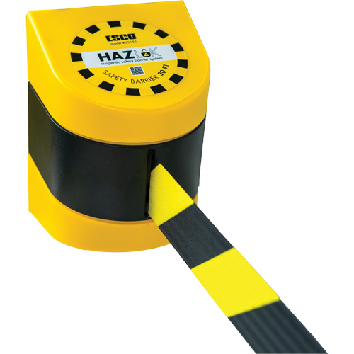 HAZLOK Safety Barrier System, Plastic, Magnetic Mount, 30', Black and Yellow Tape CSL Industriel Inc.