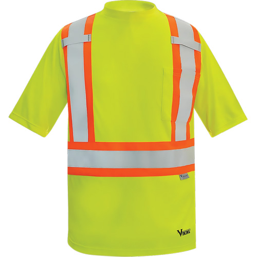 T-shirt de s&eacute;curit&eacute; doubl&eacute; de bambou Viking, Polyester, Petit, Jaune lime haute visibilit&eacute; CSL Industriel Inc.