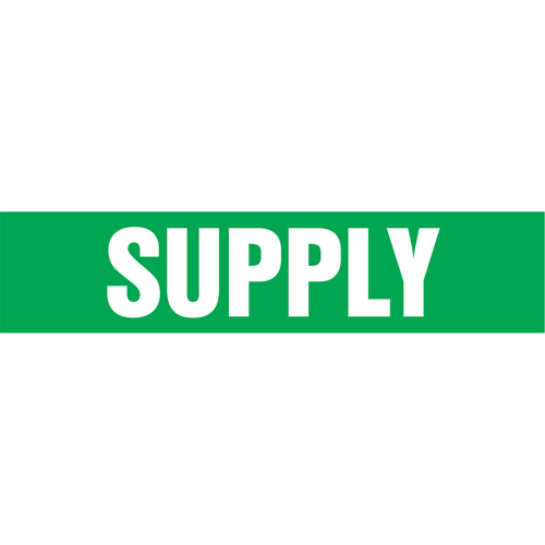 "Supply" Pipe Markers, Self-Adhesive, 4" H x 24" W, White on Green CSL Industriel Inc.