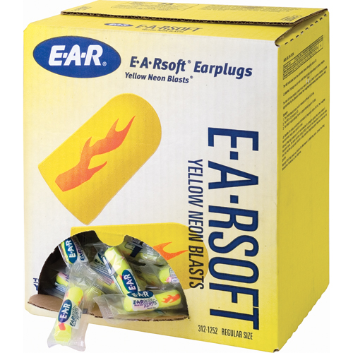 Bouchons d'oreilles &eacute;clat n&eacute;on jaune E-A-Rsoft, Vrac - Sac en poly CSL Industriel Inc.