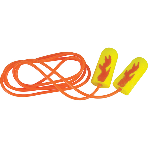 Bouchons d'oreilles &eacute;clat n&eacute;on jaune E-A-Rsoft, Vrac - Sac en poly, Avec cordon CSL Industriel Inc.