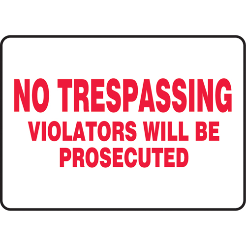 "No Trespassing" Sign, 10" x 14", Vinyl, English CSL Industriel Inc.