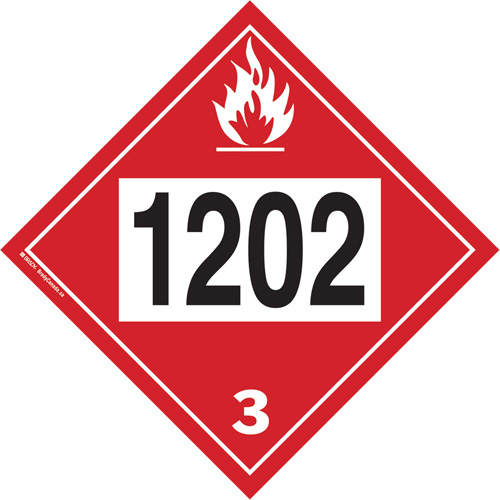 Plaque-&eacute;tiquette TMD 1202 pour liquide inflammable huile combustible, Plastique CSL Industriel Inc.