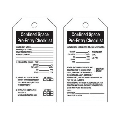 "Confined Space" Tags, Polyester, 3" W x 5-3/4" H, English CSL Industriel Inc.