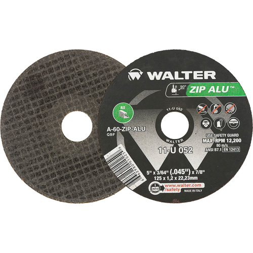 Zip Alu Cut-Off Wheel, 5" x 3/64", 7/8" Arbor, Type 1, Aluminum Oxide, 12200 RPM CSL Industriel Inc.