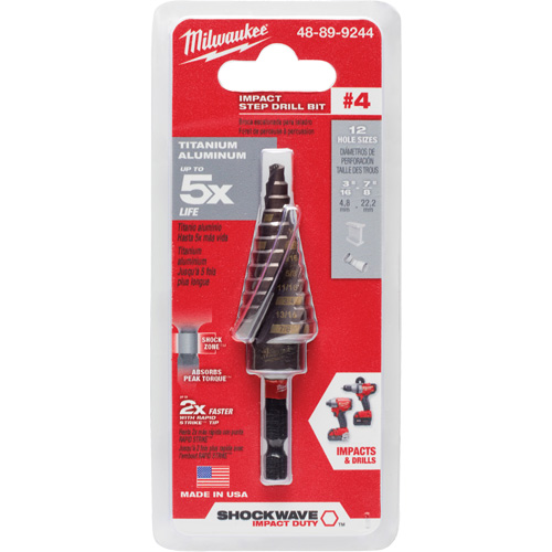 Foret &eacute;tag&eacute; #4 Shockwave Impact Duty, 3/16" - 7/8", Incr&eacute;ments de 1/16", Titane CSL Industriel Inc.