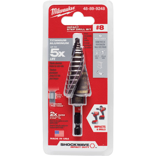 Foret &eacute;tag&eacute; #8 Shockwave Impact Duty, 1/2" - 1", Incr&eacute;ments de 1/16", Titane CSL Industriel Inc.