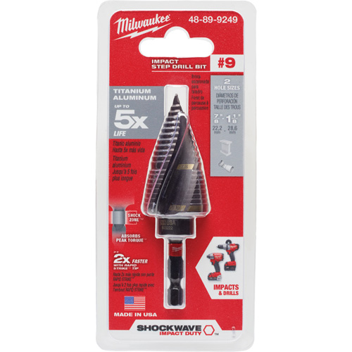 Foret &eacute;tag&eacute; #9 Shockwave Impact Duty, 7/8" - 1-1/8", Incr&eacute;ments de 1/4", Titane CSL Industriel Inc.