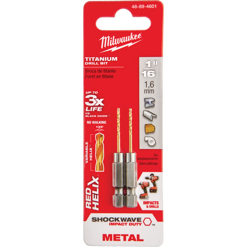 Foret Shockwave, 1/16", Titane, Cannelure 5/8", Pointe de 135° CSL Industriel Inc.