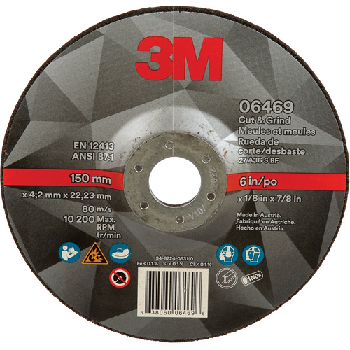 Meule &agrave; tronçonner, 6" x 1/8", Arbre de 7/8", Type 27, C&eacute;ramique CSL Industriel Inc.