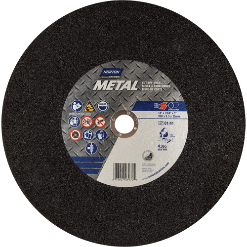 Metal A Chop Saw Cut-Off Wheel, 14" x 3/32", 1" Arbor, Type 01/41, Aluminum Oxide, 4365 RPM CSL Industriel Inc.