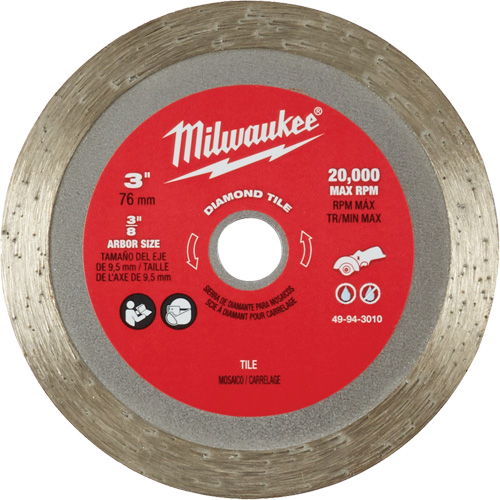 Tile Blade, 3" x 3/8" Arbor, Diamond, 20000 RPM CSL Industriel Inc.