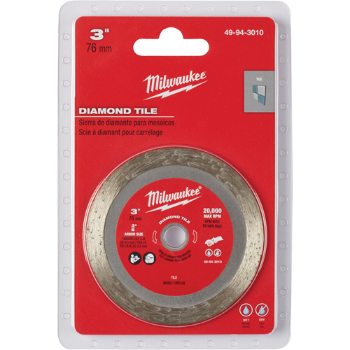 Tile Blade, 3" x 3/8" Arbor, Diamond, 20000 RPM CSL Industriel Inc.
